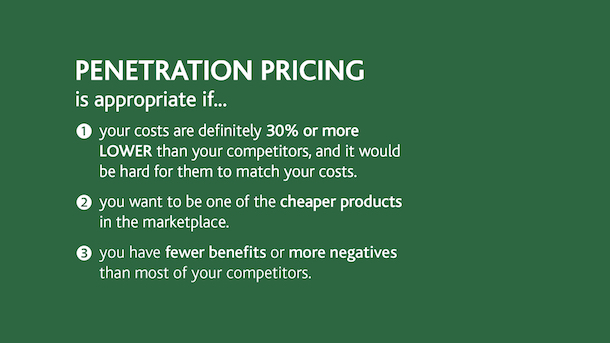 Profitable prices - Penetration Pricing